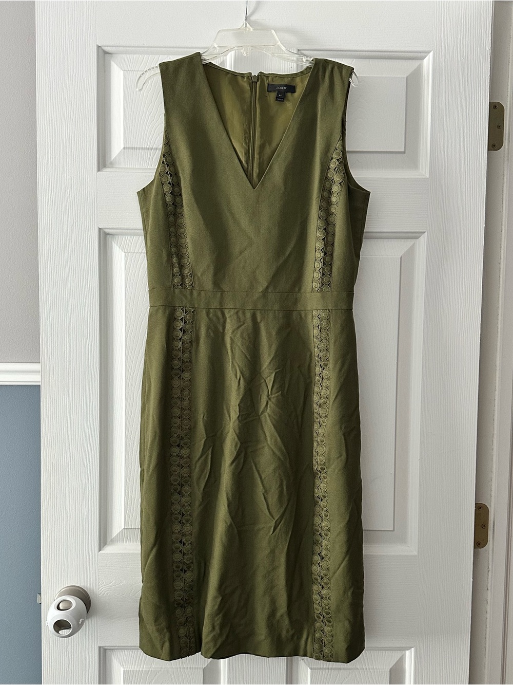 Woman’s JCrew Sleeveless Olive Green V-Neck Dress